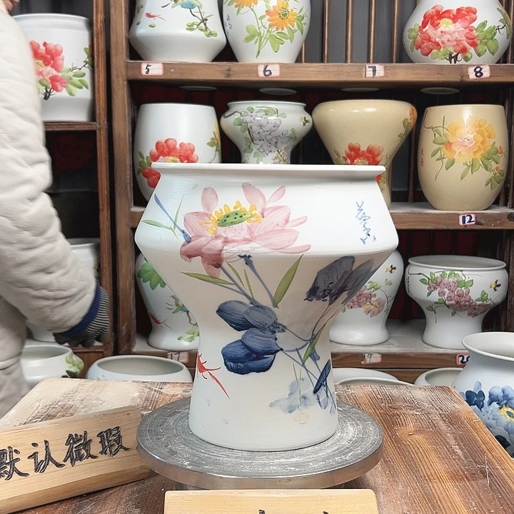 摆件高高脚荷花陶瓷陶瓷新款