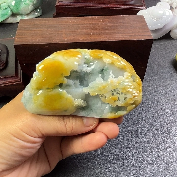 虫***草翡翠未镶嵌摆件翡翠