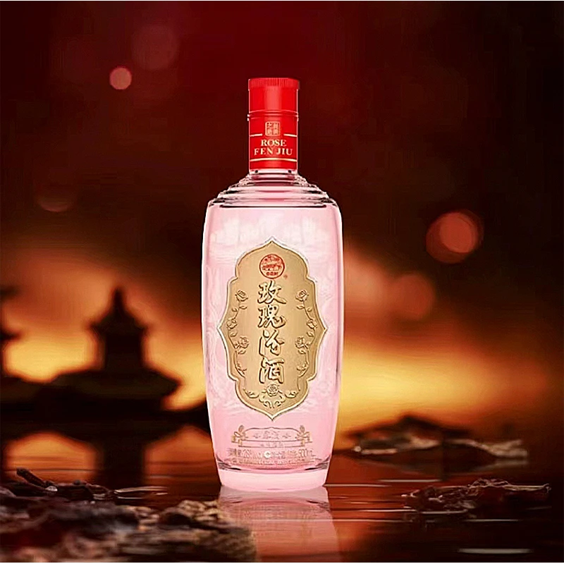 汾酒汾酒股份28度出口版丝绸玫瑰汾500ml礼盒装清香型酒28度500ml