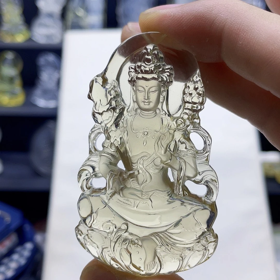 未镶嵌颈饰水晶欢*黄水晶大师精雕虚空藏吊坠