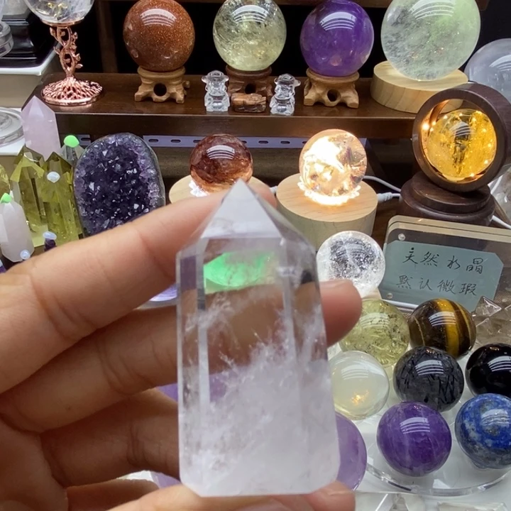 水晶摆件未镶嵌天然白水晶柱漏