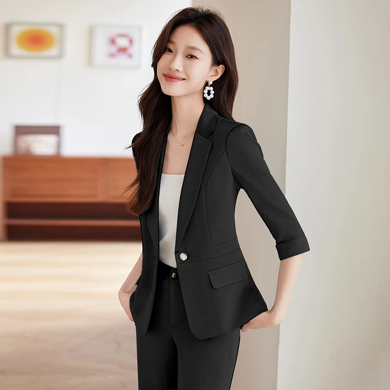 夏季薄款休闲百搭小西服外套职业装时尚高端女性套装高级感西服