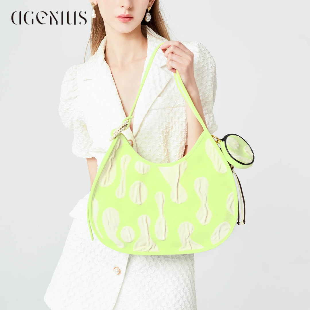 DGENIUS原创编织腋下包包女2025新款大容量单肩包小众设计饺子包