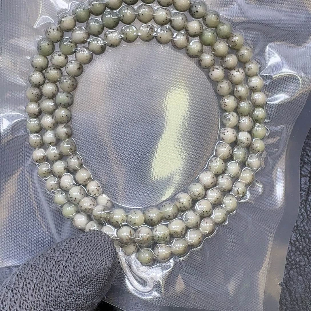 手串星月菩提7mm石玉料大留白圆珠长串