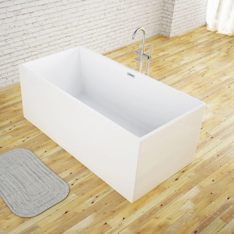 艾吉诺 独立式家用浴缸 小户型保温欧式方形薄边浴缸 成人情侣浴