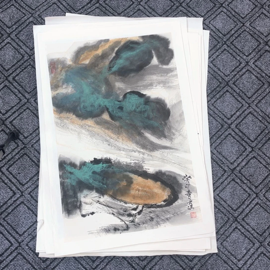 国画李君美老师四尺三开山水作品赵1