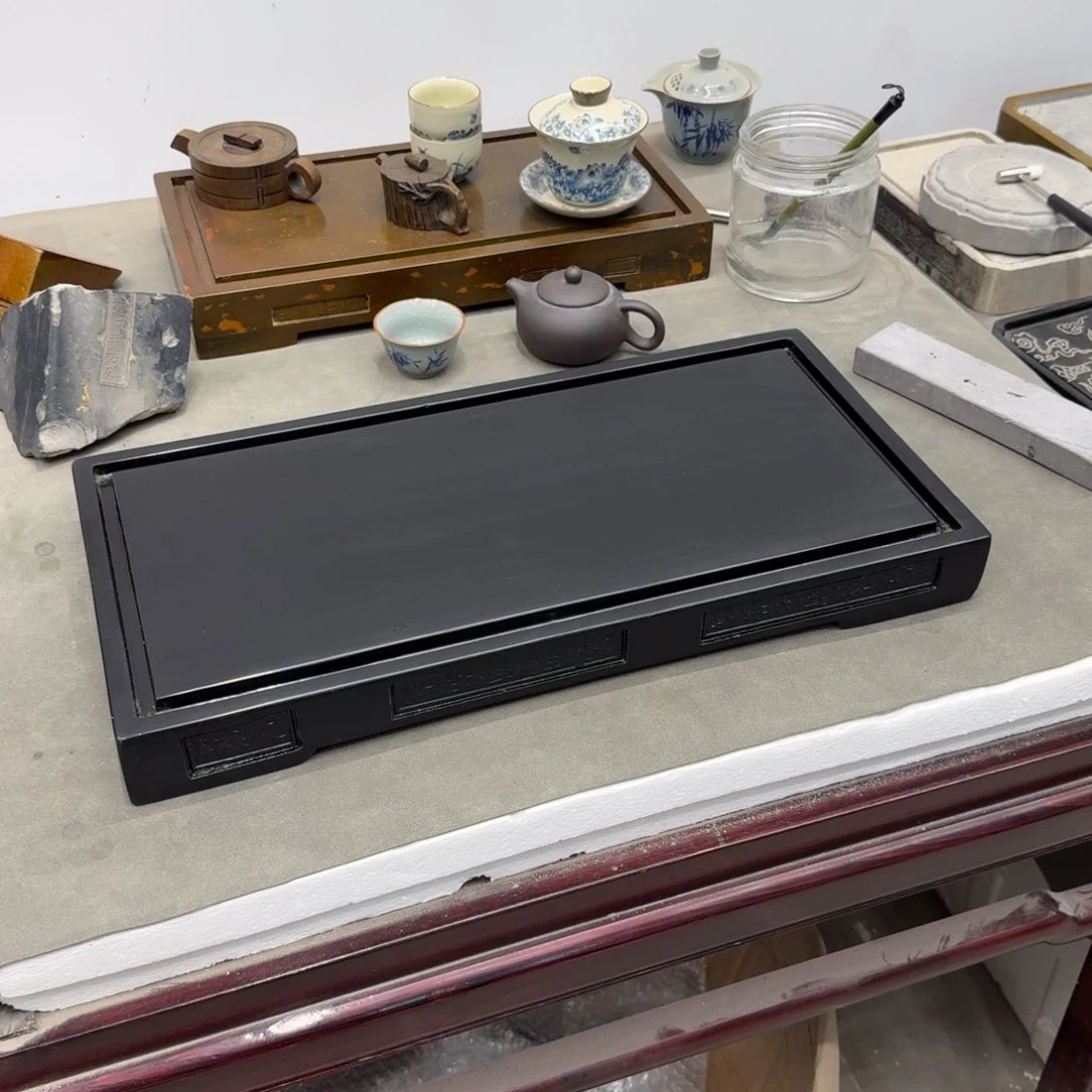 砖雕50x25 老料金砖茶盘 满工大漆