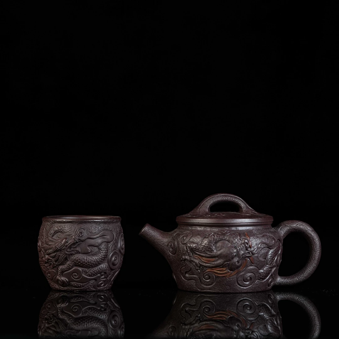 影龙汉瓦 一壶一杯 全手工紫砂壶 主人杯