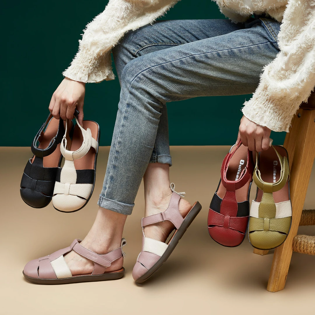 318头层牛皮凉鞋新款简约百搭软底敲软敲舒适防滑轻便女凉鞋