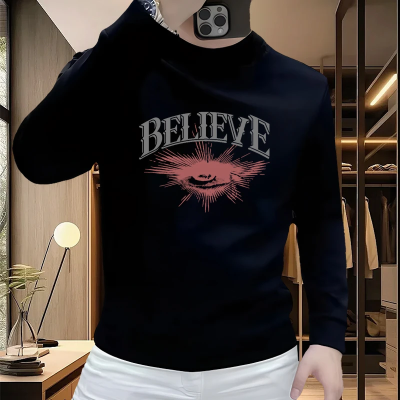 美式无帽圆领卫衣男士2025秋冬季重磅潮牌休闲长袖加绒打底衫上衣