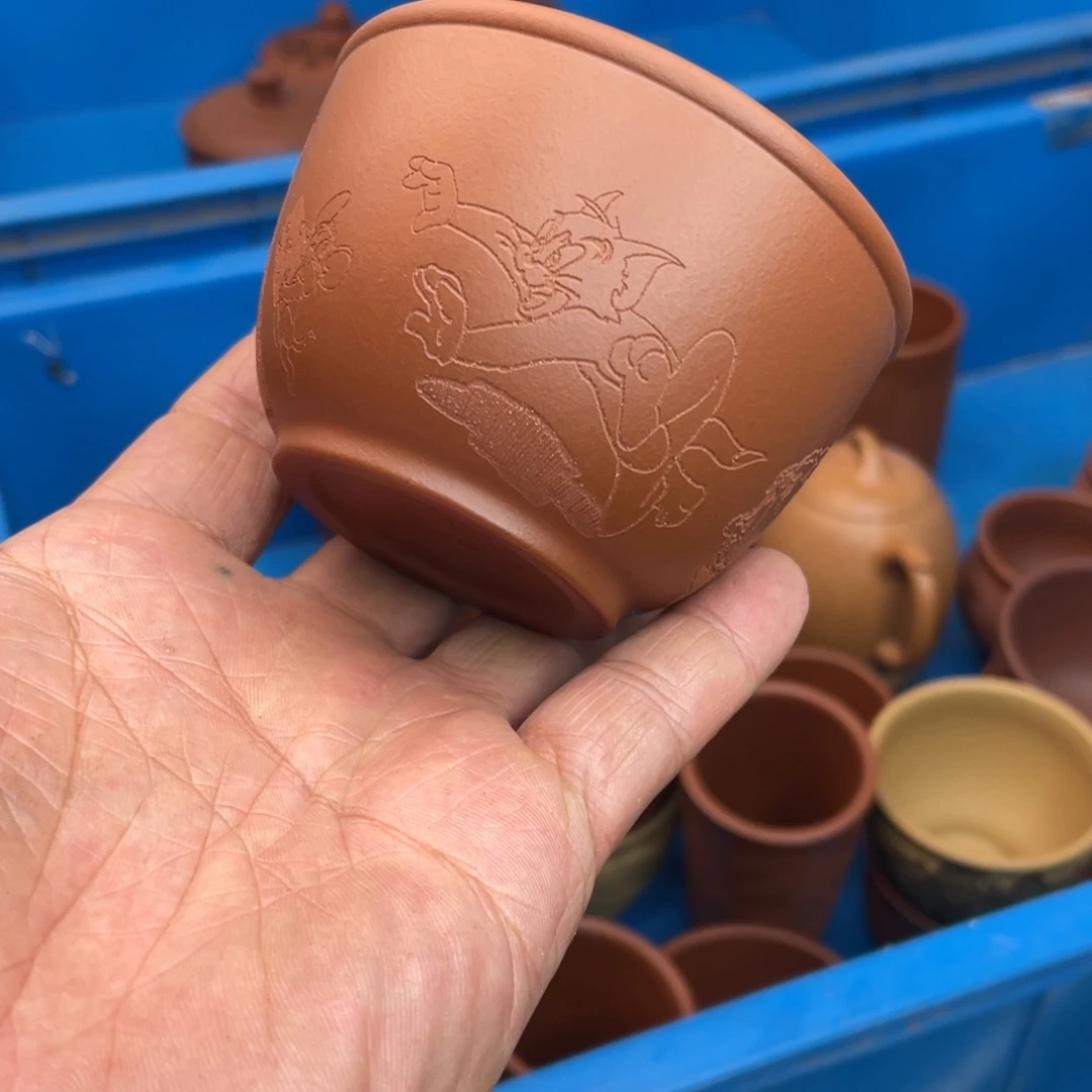 紫砂茶杯原矿赵庄朱泥主人杯放漏