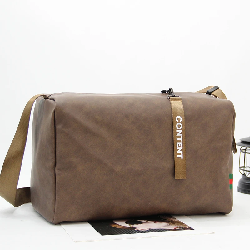 升级款加固防水拉链潮牌 加厚软皮单肩包 健身包大容量时尚斜挎包