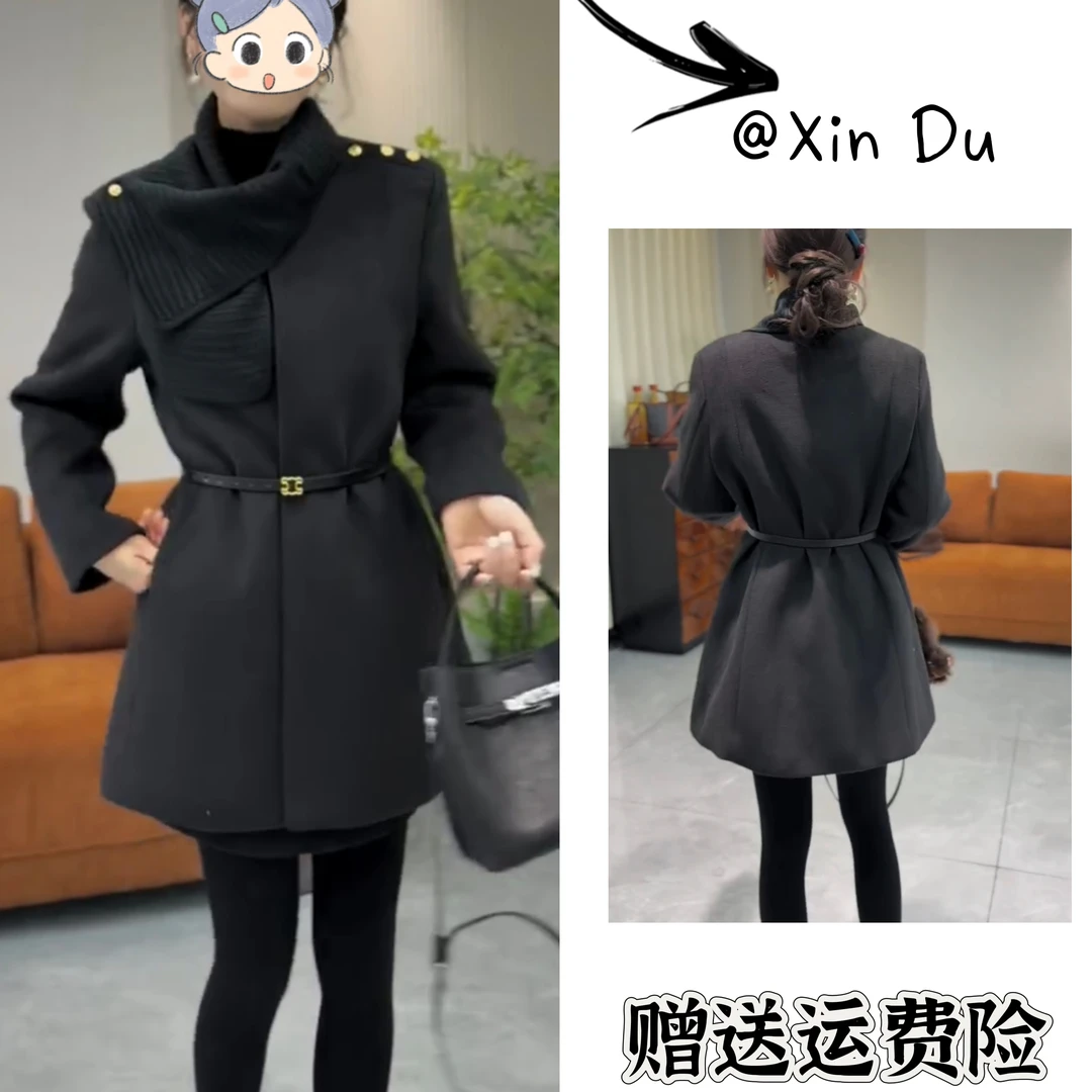 2025秋冬季新款时尚显瘦气质女士网红洋气风衣百搭款D24536