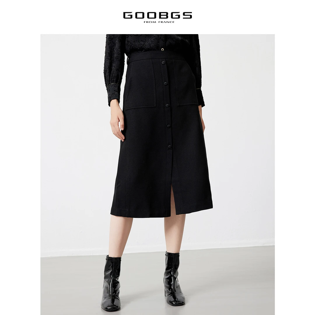 【谷邦L+】谷邦GOOBGS 棕色灯芯绒棉质中长裙 G2423015