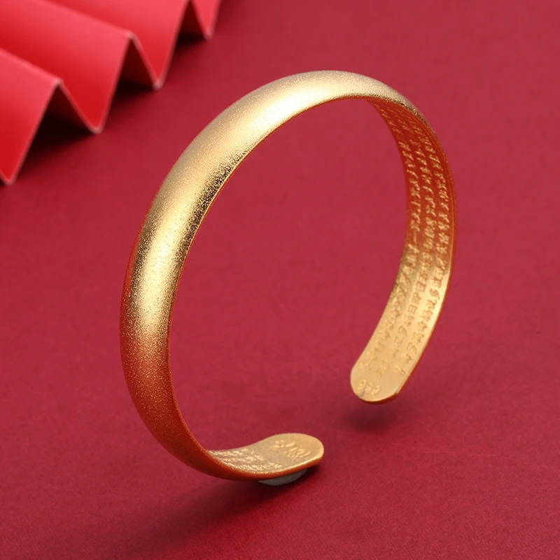 千禧鑫珠宝 时尚饰品 磨砂心经开口手镯  时尚爆款 百搭