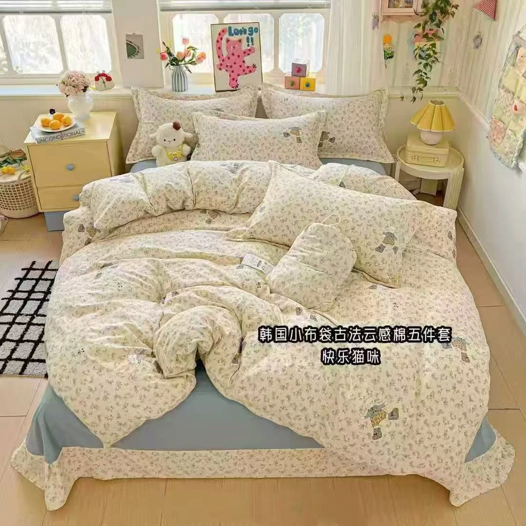 韩国小布袋古法水洗棉四件套