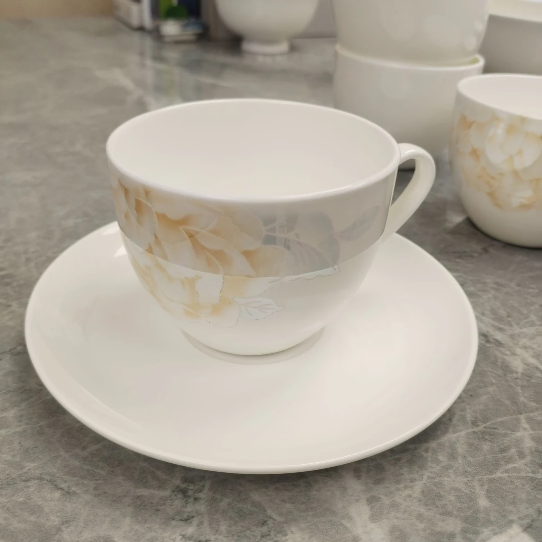 月下牡丹咖啡杯陶瓷喝水杯茶杯简约杯碟套装高级感杯子工厂可定制
