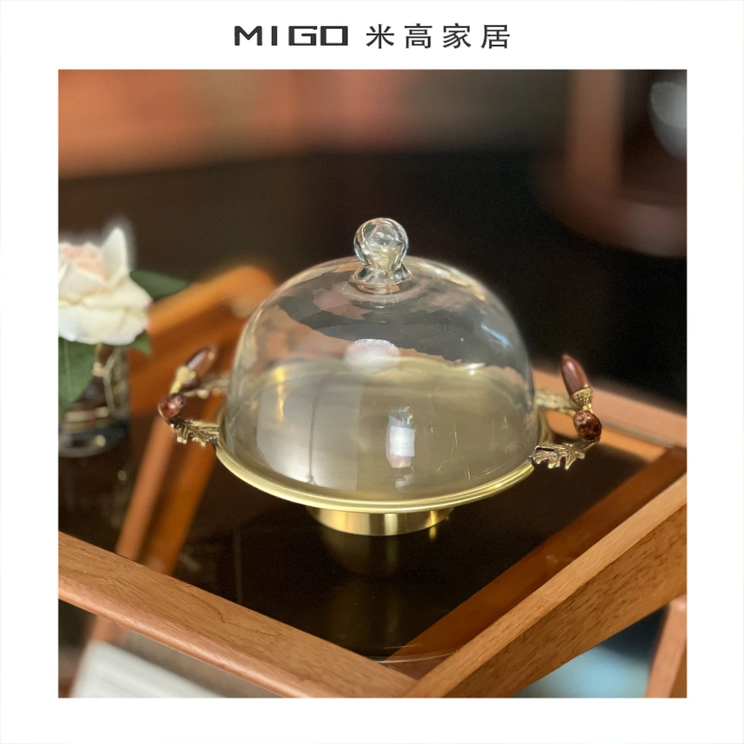 【米高家居】轻奢铜玻璃装饰点心收纳容器果盆托盘多功能