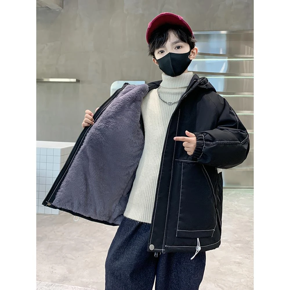 【品牌撤柜】儿童装男童加绒外套2025新款秋冬款冬季加厚冲锋衣男孩