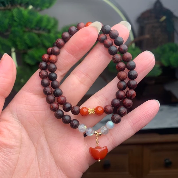 「元宝红降」天然0.6降真香两圈手串