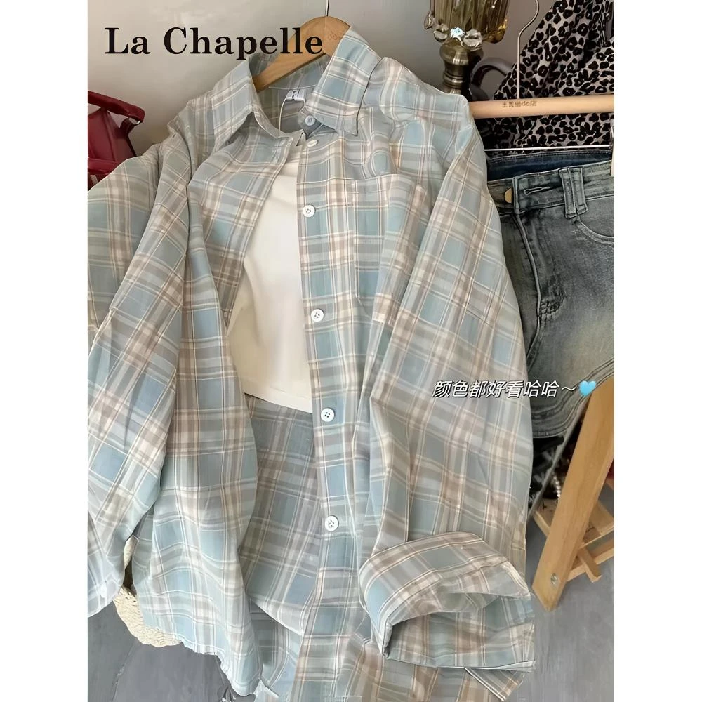 【妙语坞】复古格子长袖衬衫女夏季2025新款宽松设计感开衫外套上衣