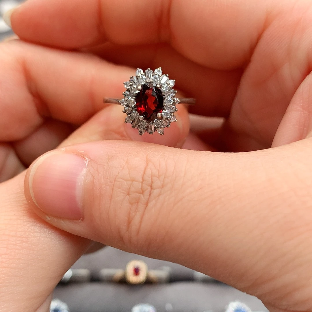 银S925镶嵌戒指石榴石