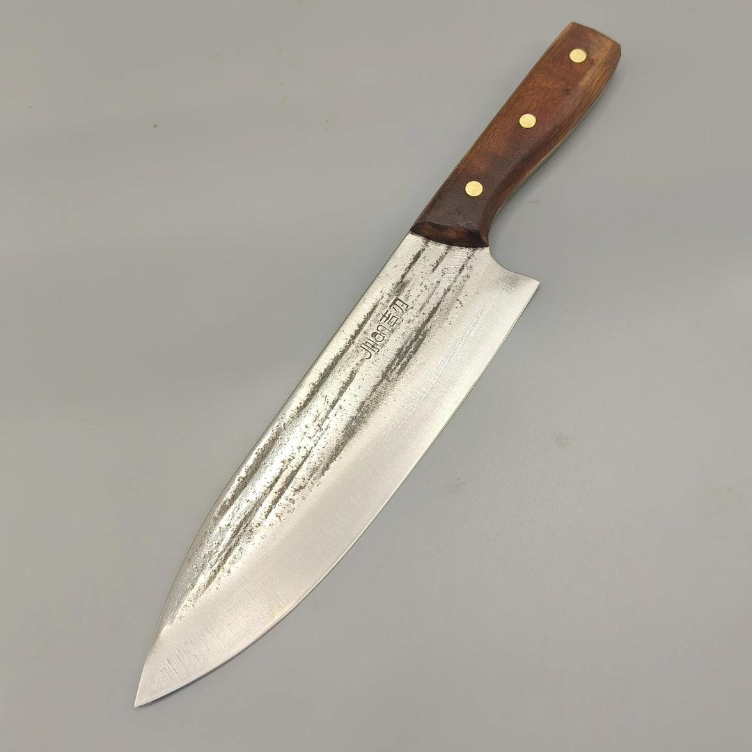 高碳钢锻打夹柄手工户外剔骨厨师锤纹牛肉刀家用刀具锋利厨具