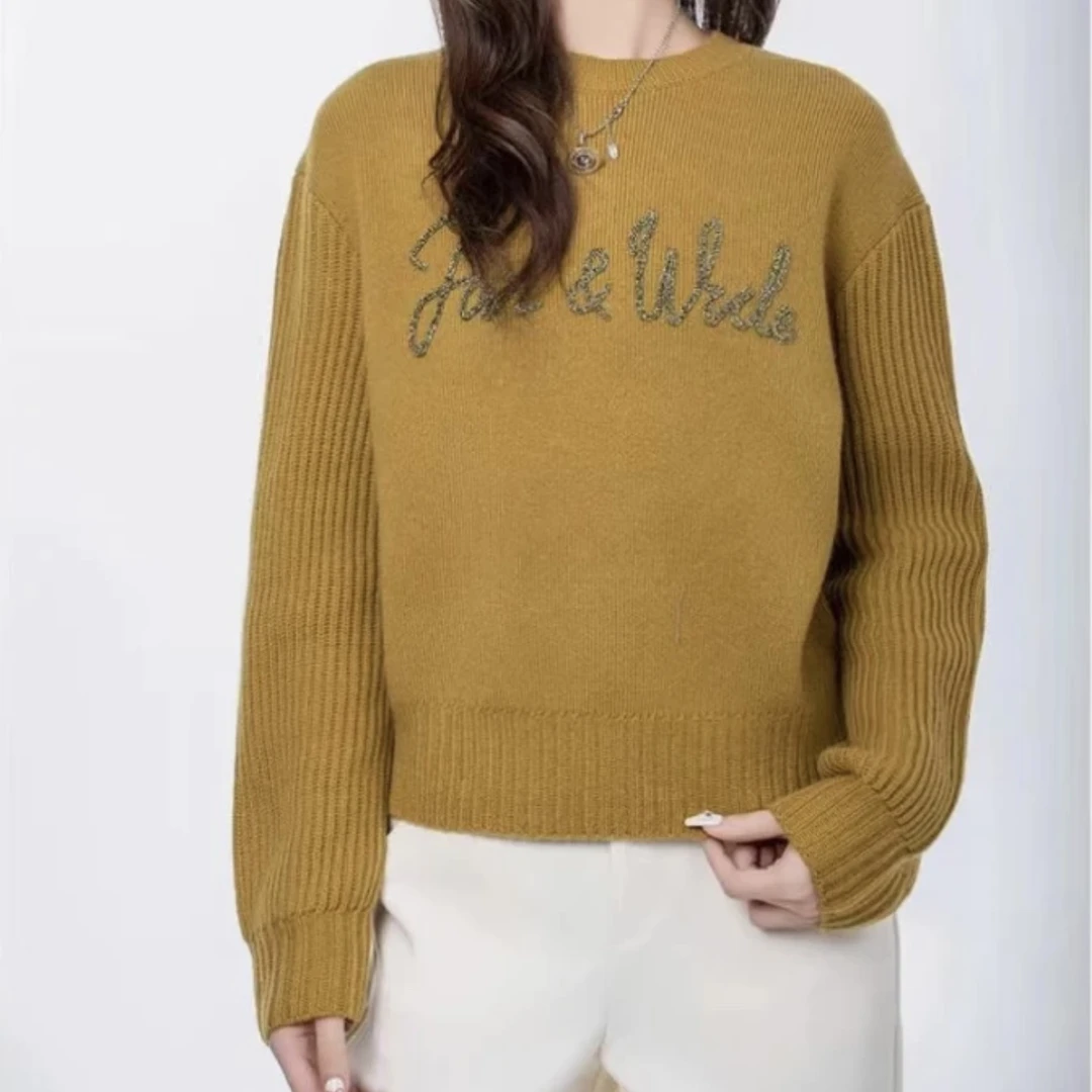 AMASS/阿玛施 5399758新款圆领毛衣秋冬慵懒风宽松山羊绒针织上衣