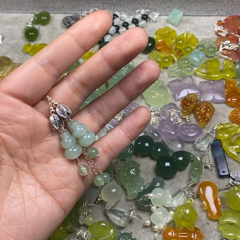 【闪购商品】蛇纹石玉挂件耳饰耳环项链未镶嵌星****