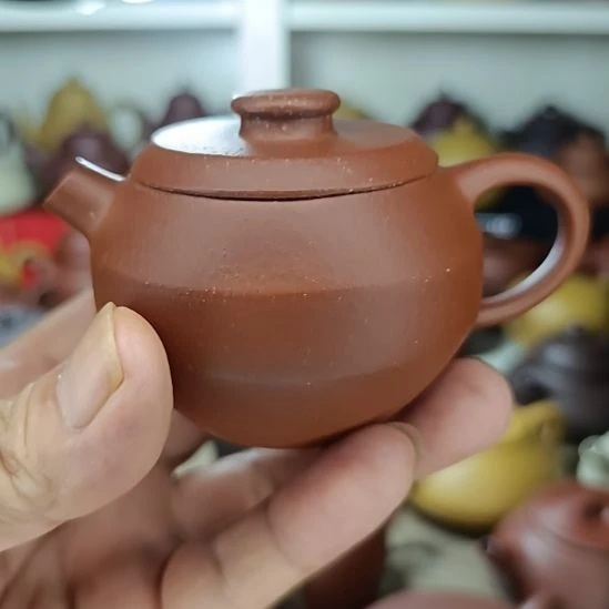紫砂茶盘原矿红降坡粗砂巨轮150cc半手工