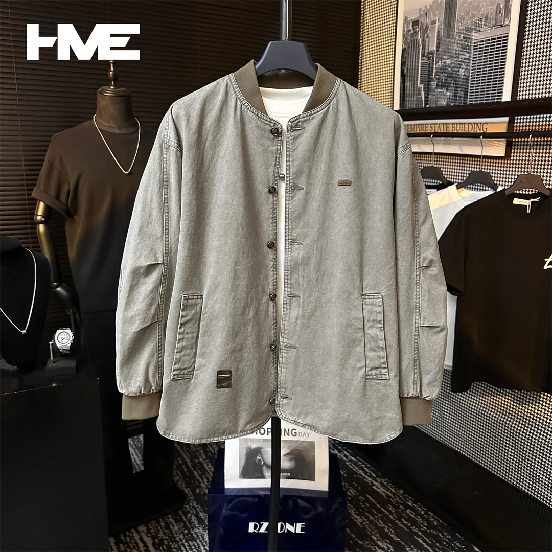 【HMEYAO】轻奢原创高定花卉内衬布设计纯棉春季休闲棒球领衬衫外套