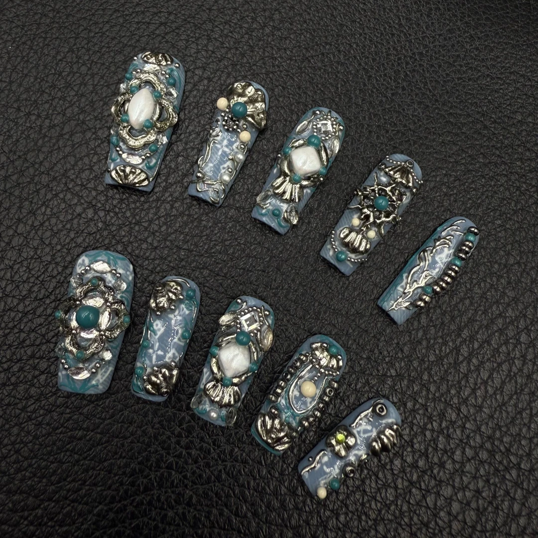 安夏 柒阁 纯手工穿戴甲贴片重工设计私定款