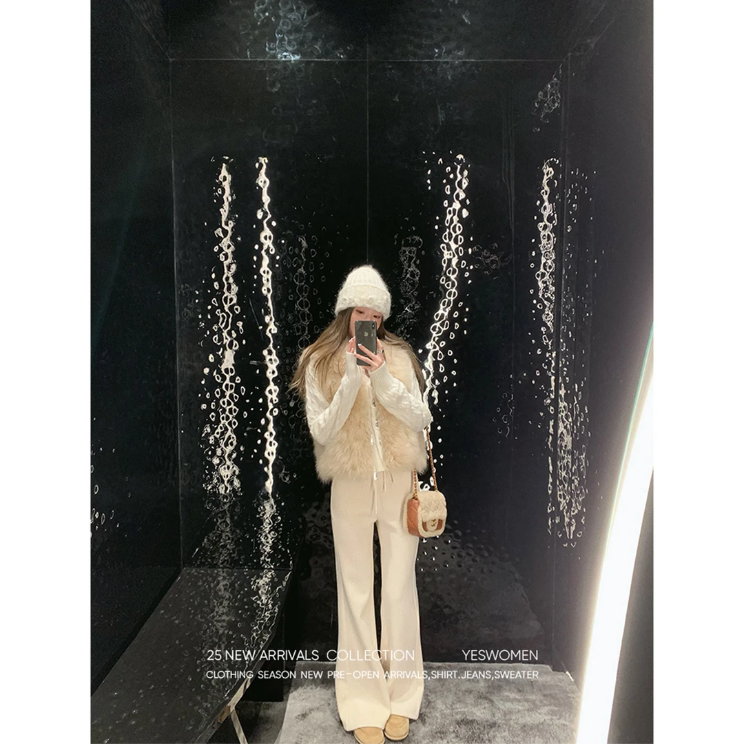 YESWOMEN【DA】过冬瘦瘦裤·高克重奥立绒针织料微喇裤XYF71412C2023