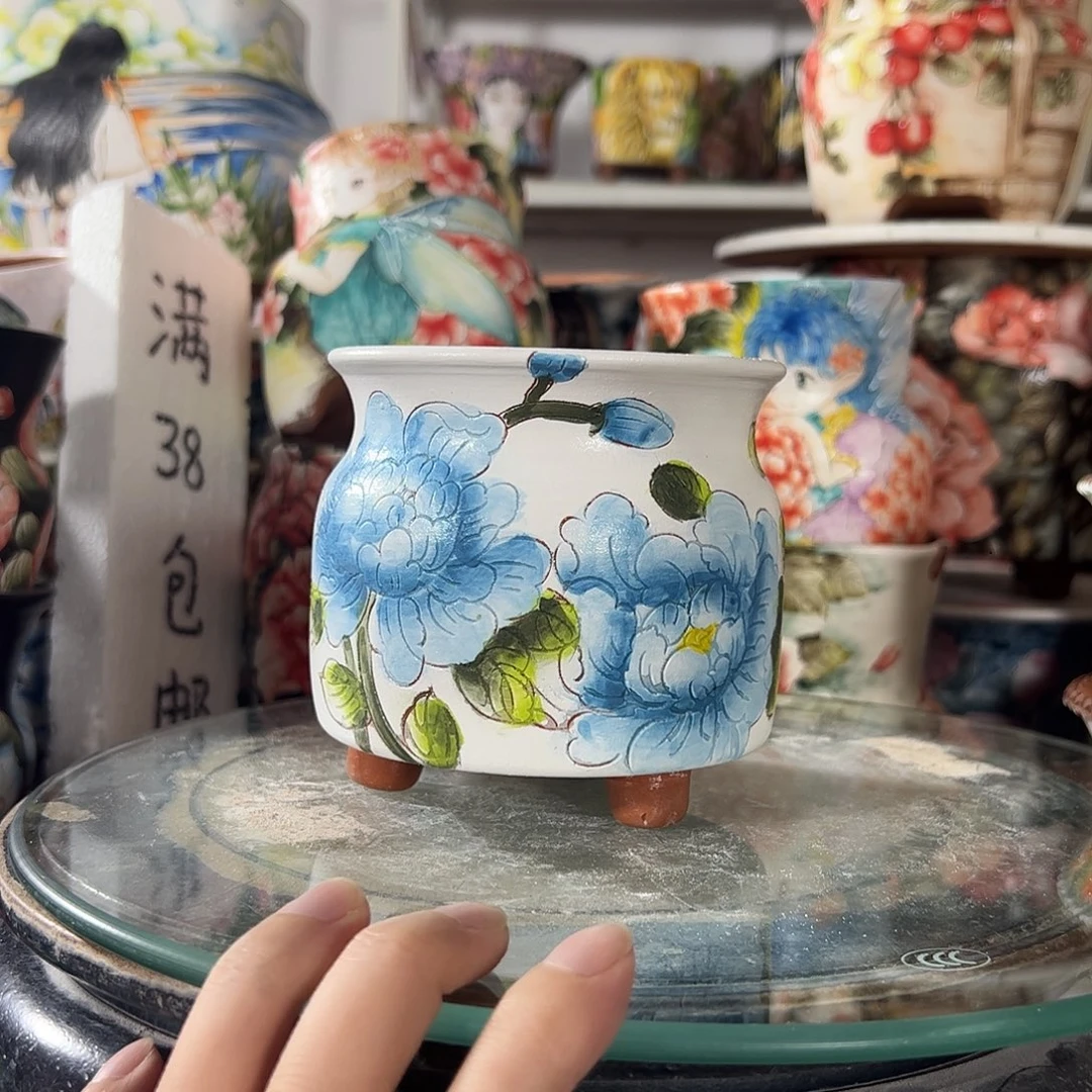 景德镇手绘花盆幸运花盆