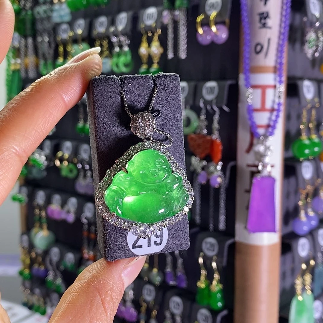 银S925镶嵌翡翠耳饰219