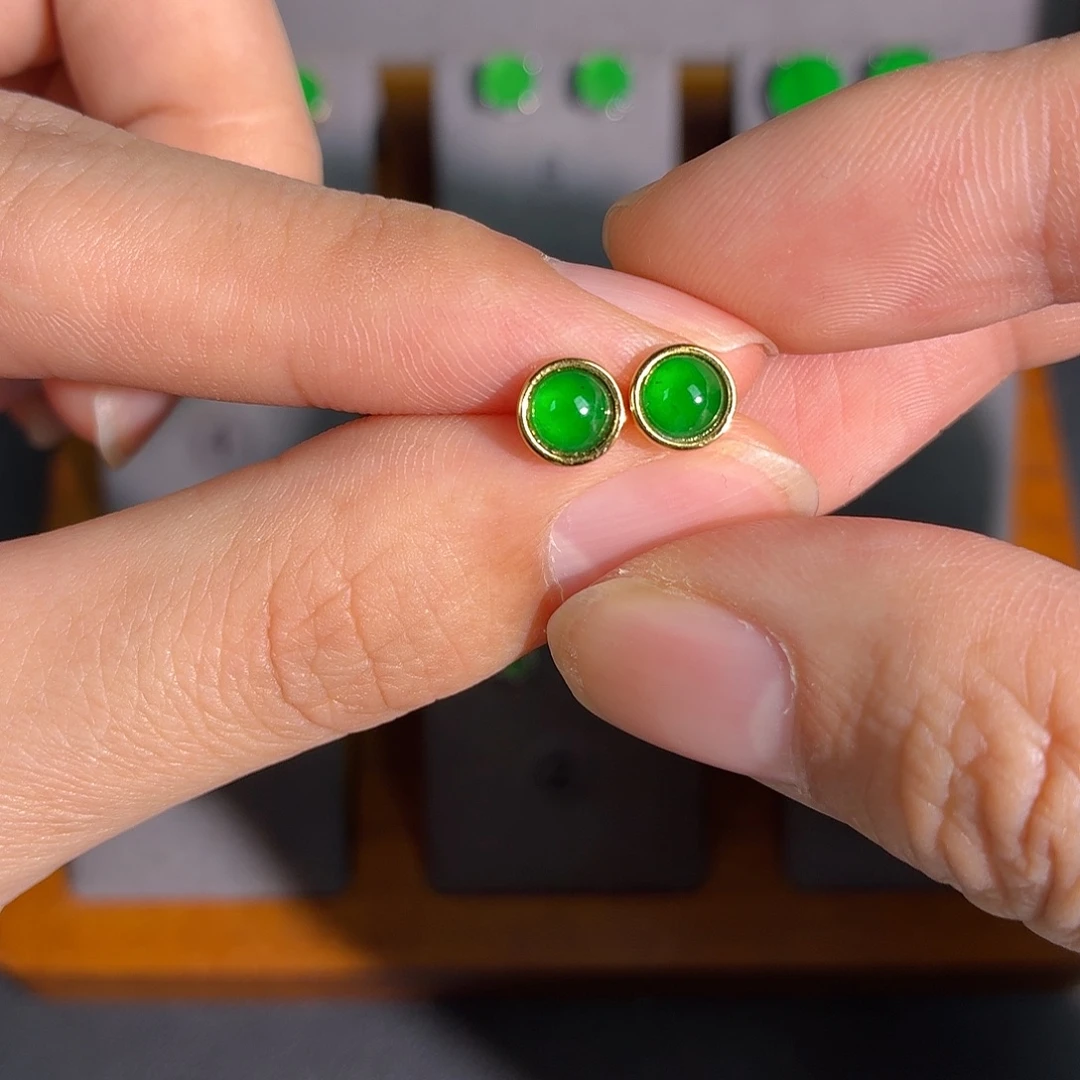 翡翠银S925镶嵌耳饰耳饰