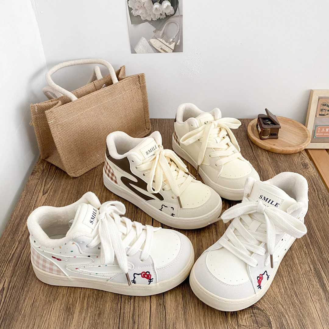 希玥2025秋冬加绒刺绣小白鞋女百搭韩系棉鞋可爱保暖二棉小众板鞋