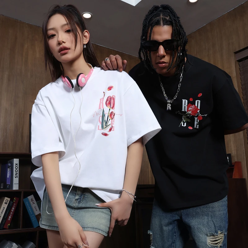 圆领情侣印花短袖夏季T恤中国风上衣运动大码国潮宽松