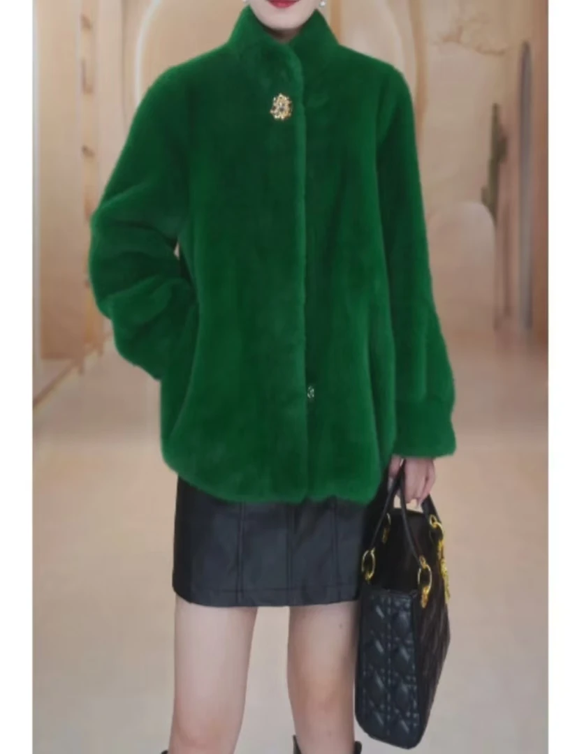 英国UKU.BRANDCLOTHING冬季新款貂绒中长款翻领高端外套