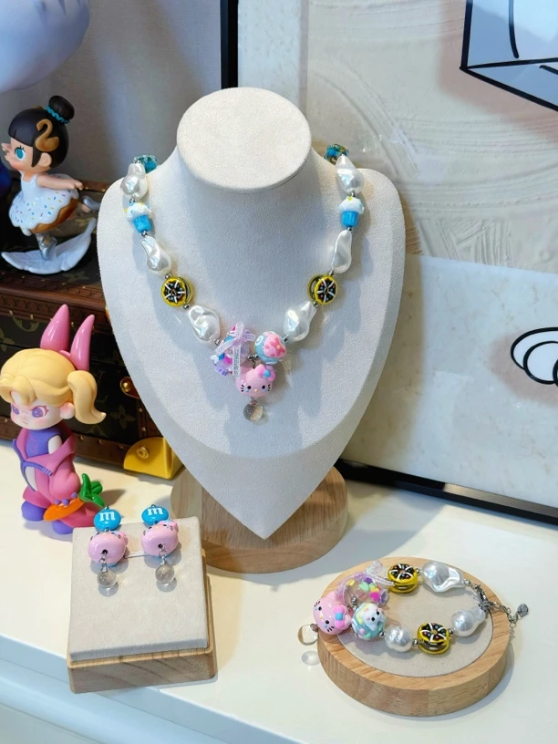 非金属树脂耳饰 3247粉丝重工串珠KT项链手链耳钉