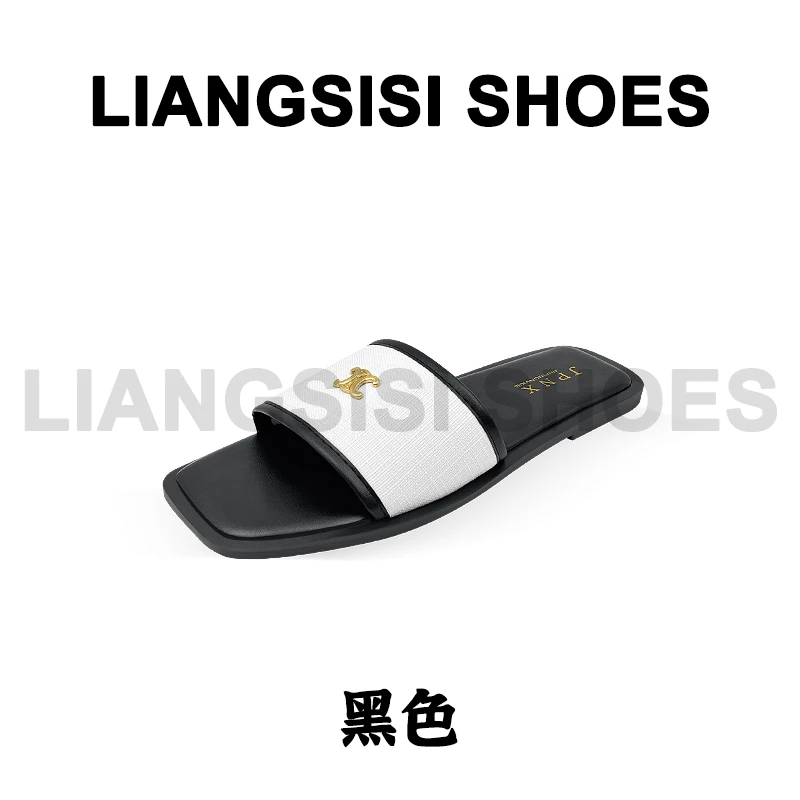(P)梁思思SHOES2025夏季新款露趾方头外出凉拖一字拖-618