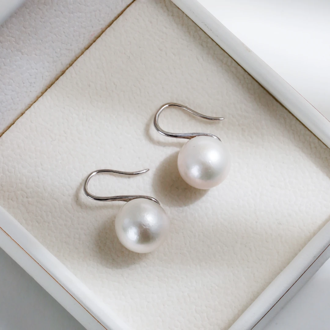 11-12mm清梦YE98 银925天然淡水珍珠耳钩耳饰时尚百搭