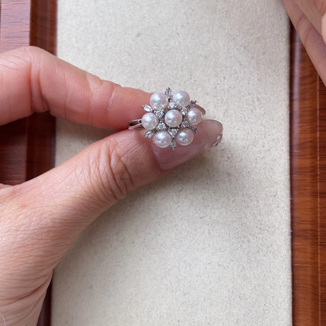 海水珍珠银S925镶嵌戒指