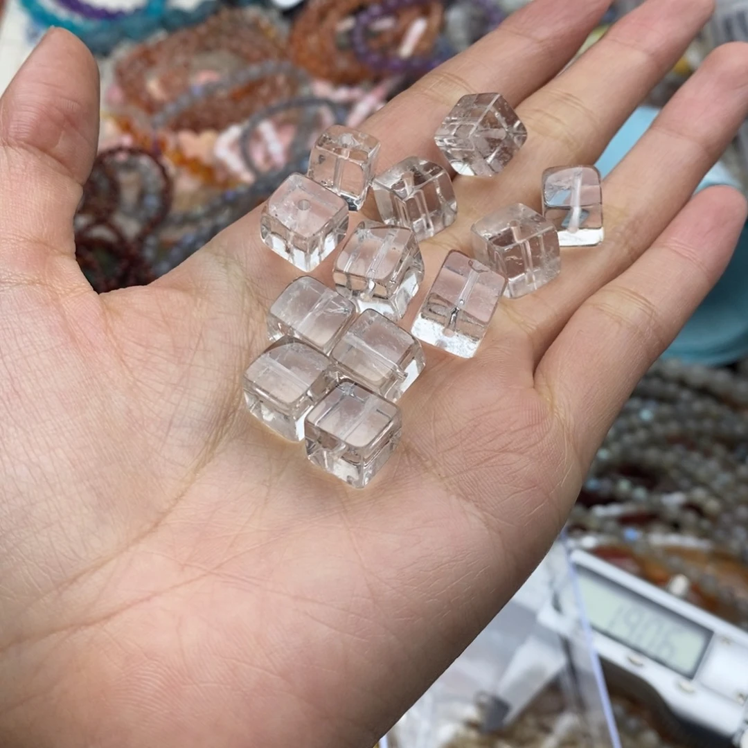 玛瑙/玉髓未镶嵌珠宝半成品两个装纯天然白水晶方糖9➕不完美