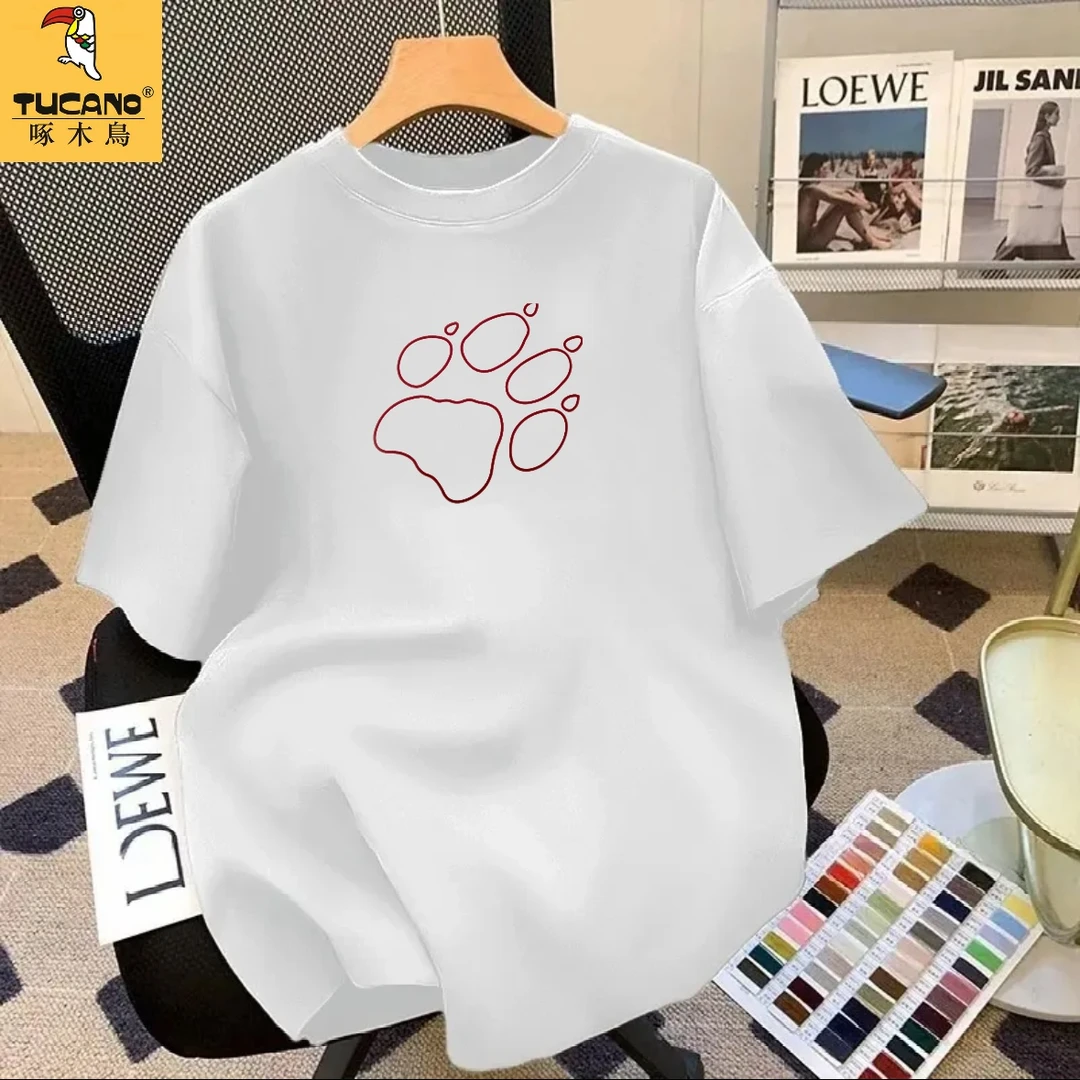 啄木鸟镂空爪子」紧密赛络纺精梳纯棉夏季男士运动休闲圆领T恤短袖