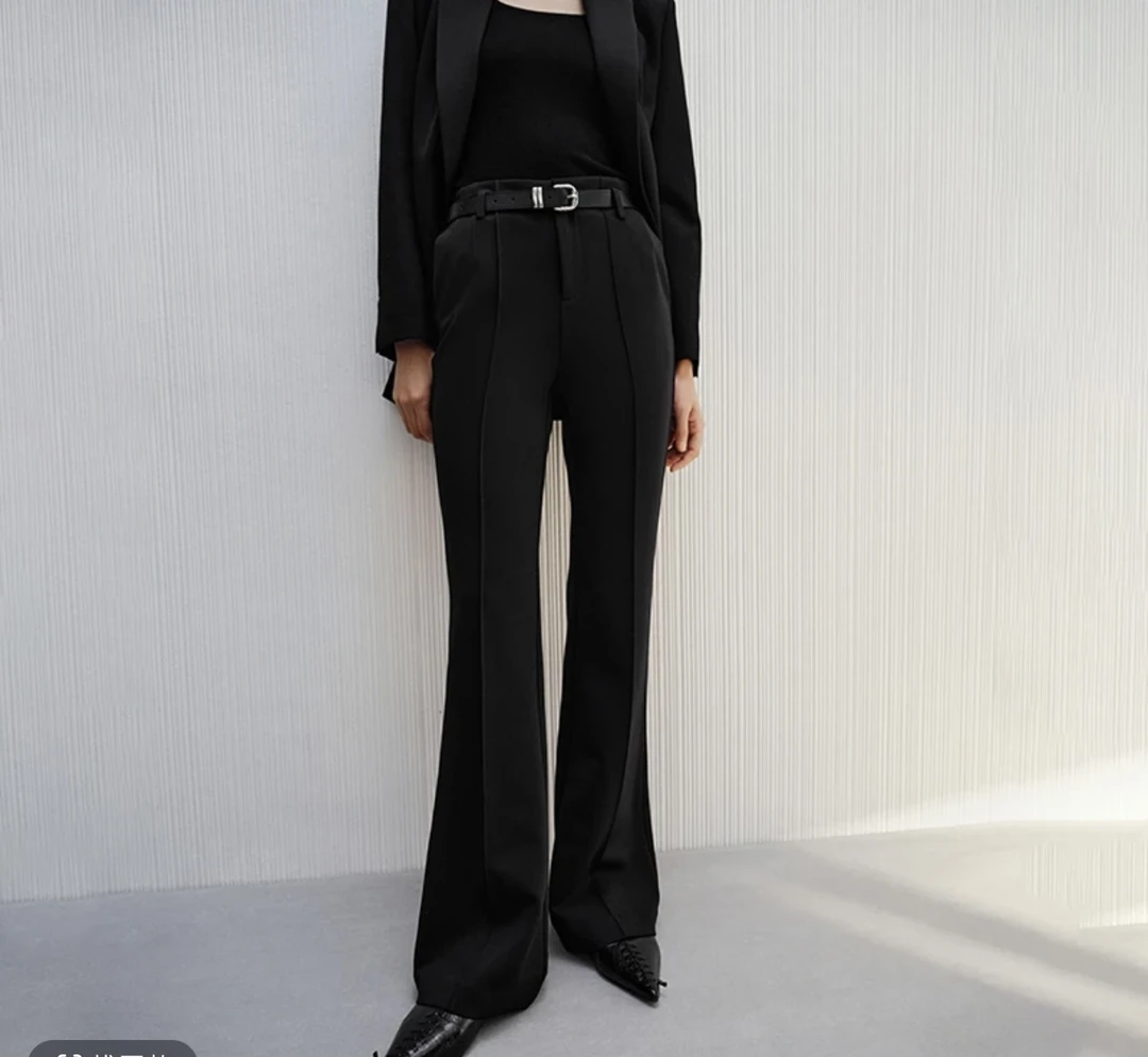 春季艾家高腰女装显瘦微喇裤面料气质长裤子3157