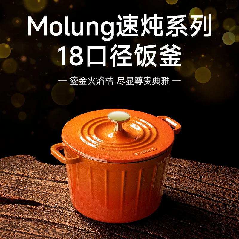 MOLUNG速炖系列18口径铸铁珐琅饭釜锅1（鎏金）
