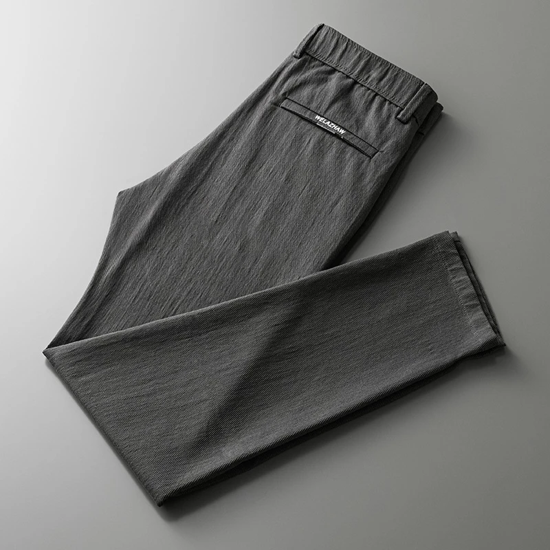 温纽旺轻奢斜纹休闲长裤男修身小脚弹力裤春秋款男士轻商务百搭裤