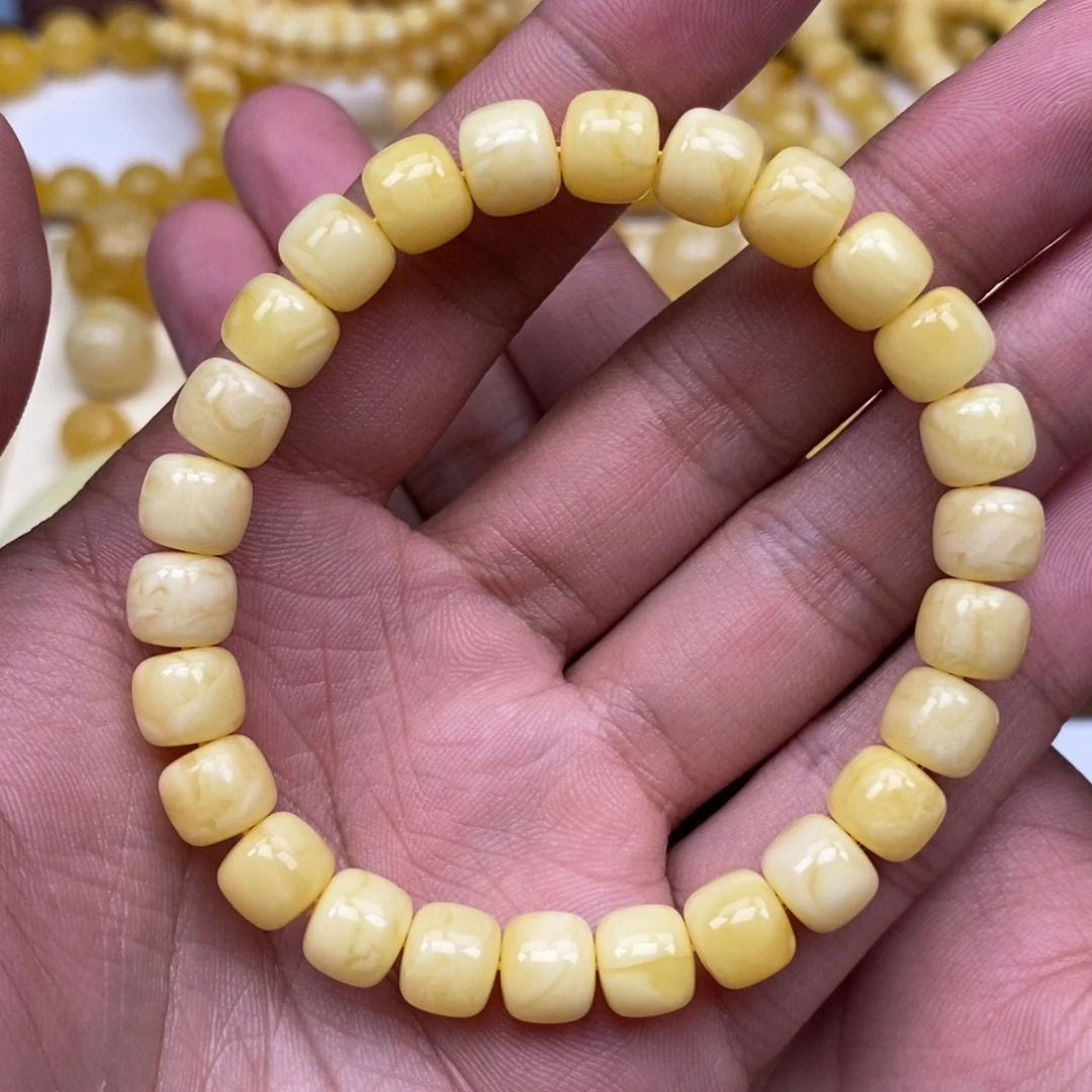 琥珀未镶嵌珠宝奇石8.5尺寸精工老型手串