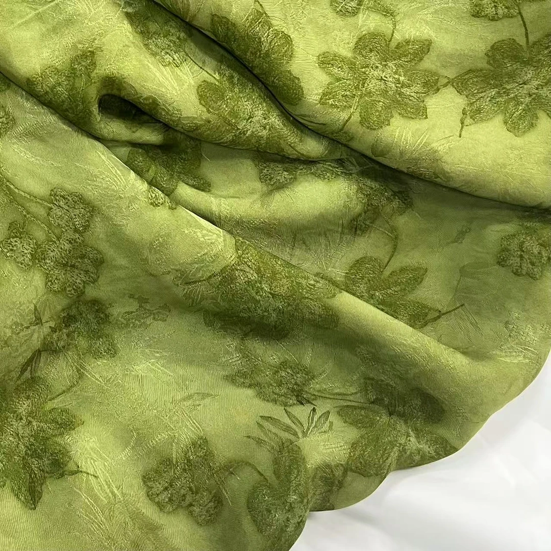 【绒兰】品牌打样！重磅丝绸服装面料 56号 绿意盎然